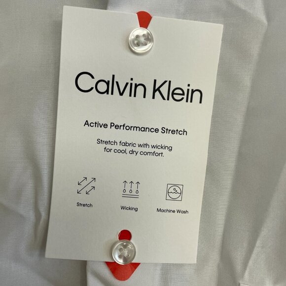 NEW Calvin Klein Men's Size M White Performance Stretch Dress Shirt - Picture 8 of 10